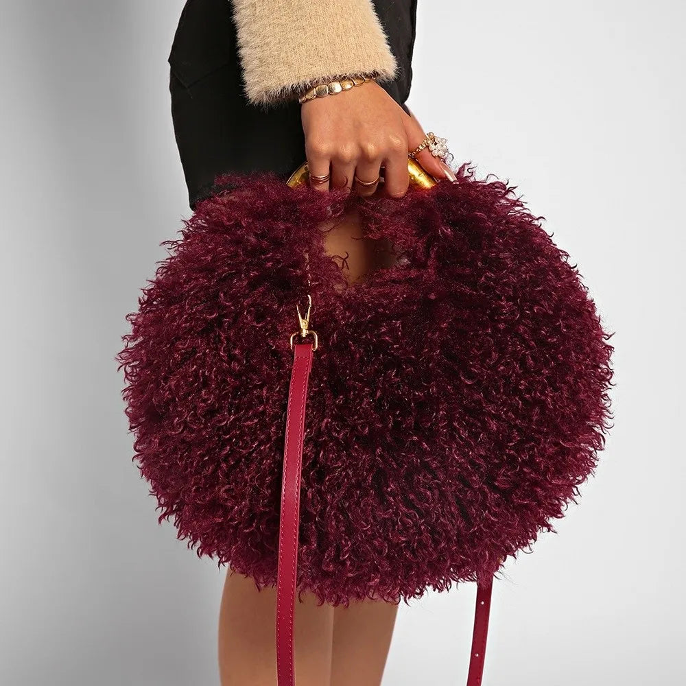 Soft Fur Plush Shoulder Bag Large Capacity Women's Tote Plush Shoulder Bag Nixie