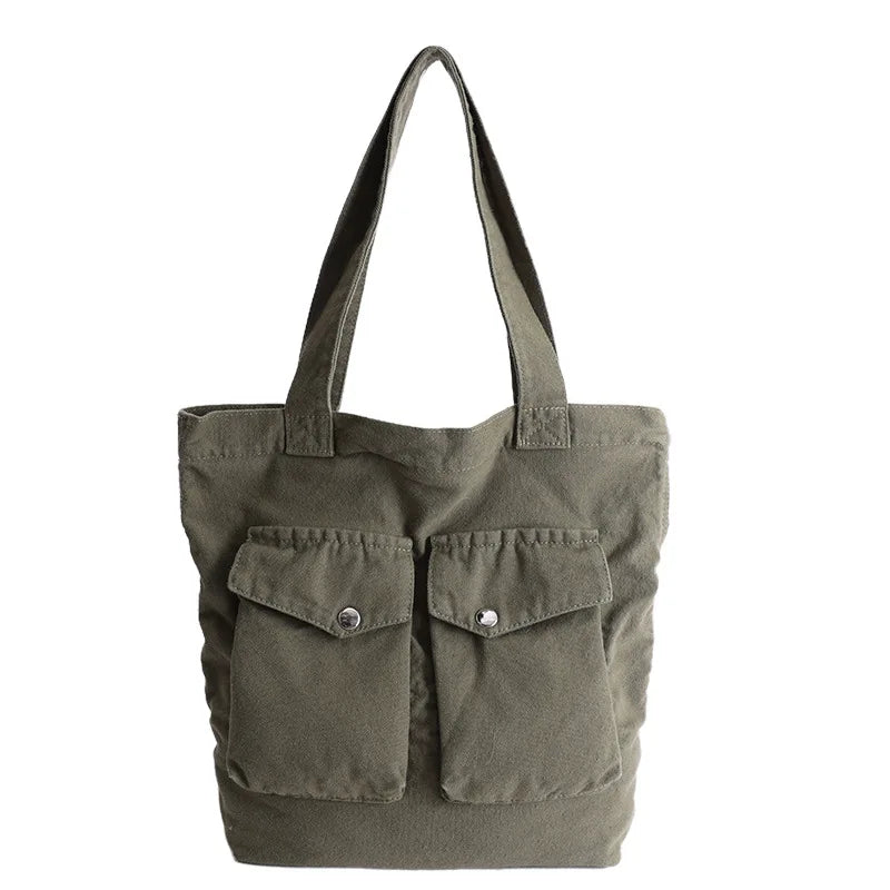 Women's Multi-Pocket Canvas Shoulder Tote Bag | Work & College