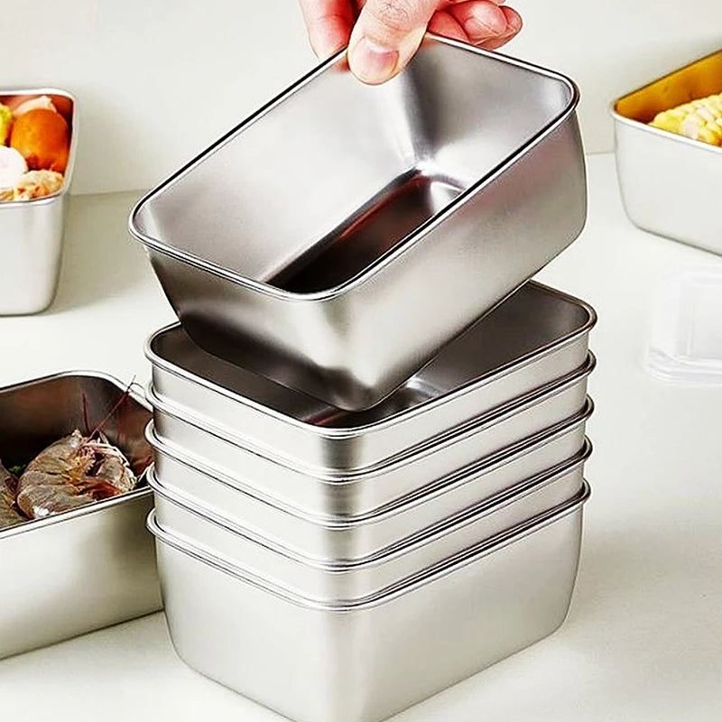 600ml Stainless Steel Food Storage Box with Lid | Fridge & Picnic Food Storage Container Nixie