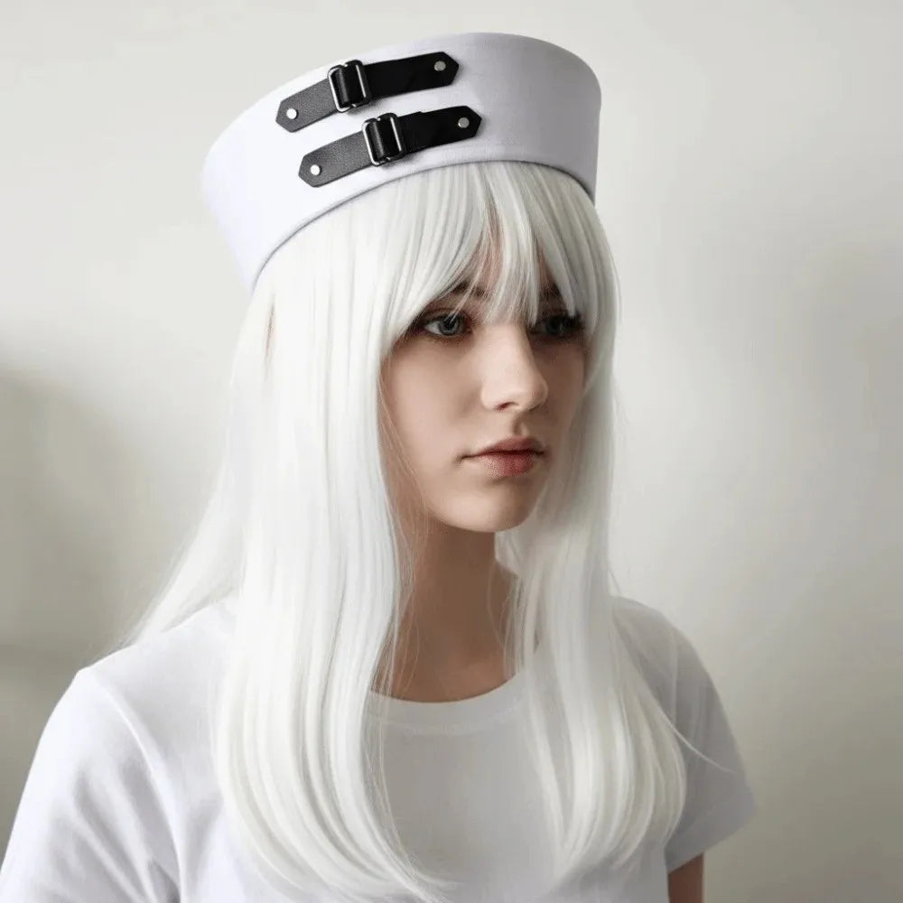 Y2K Vintage Beret Sailor Captain Hat – Buckle & Chain Vintage Beret Hat Nixie