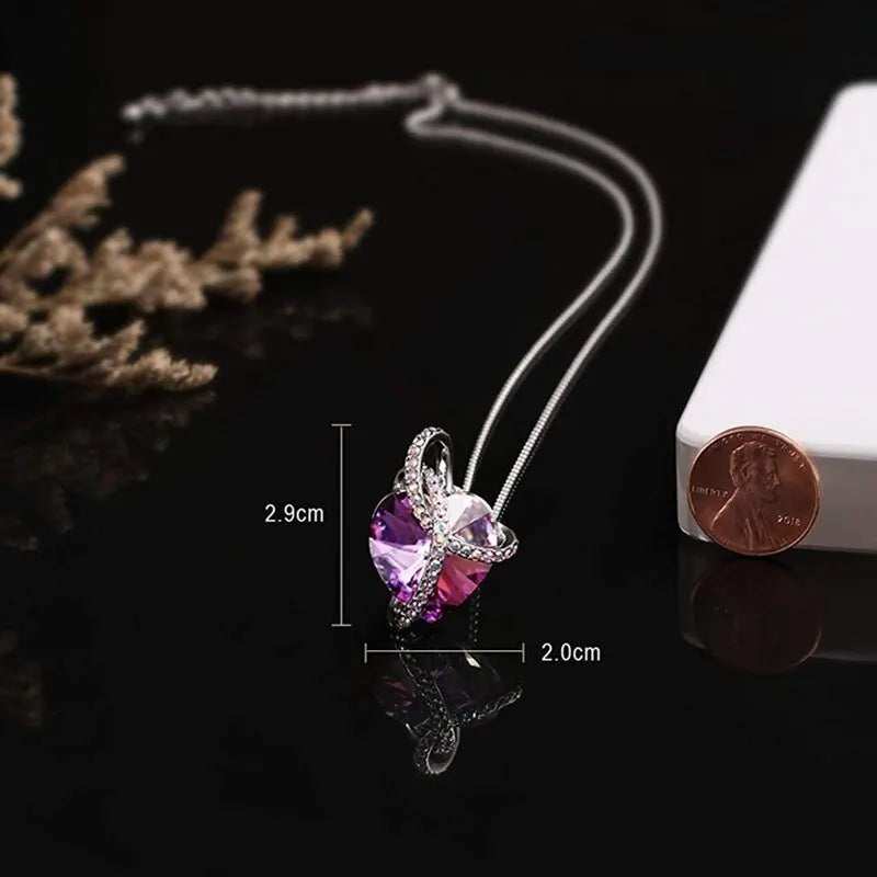 Love Heart Crystal Pendant Necklace – Period Tracker for Women Pendant Necklace Nixie