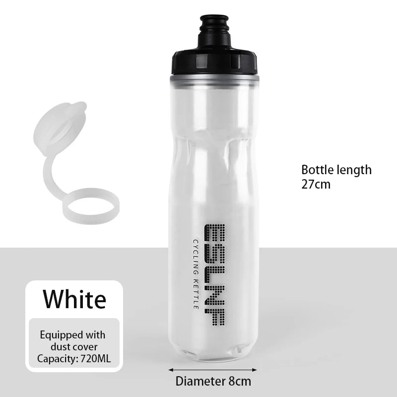 ESLNF 720ml Insulated Squeeze Cycling Water Bottle | Bike Kettle Insulated Bike Bottle Nixie White