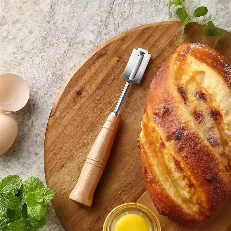 French Bread Lame Scoring Knife – Curved Blade & Wood Handle Bread Scoring Lame Nixie