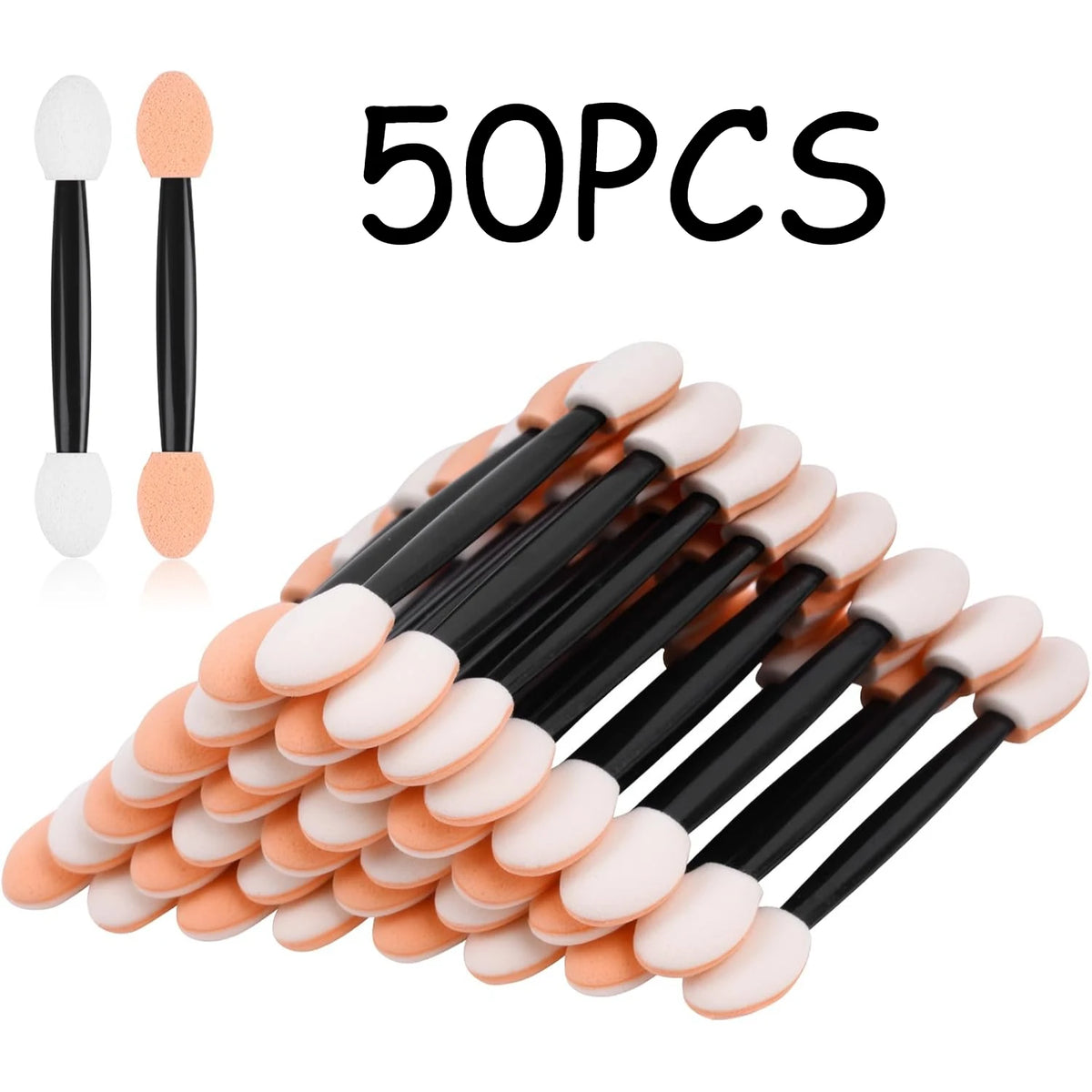 50 Pcs Disposable Dual-Ended Eye Shadow Applicator Sponge Wands Eye Shadow Applicators Nixie 50PCS