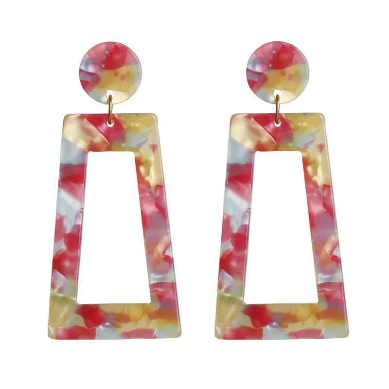 Nixie Quadrilateral Drop Earrings – 14K Gold Plated Acrylic Drop Earrings Nixie