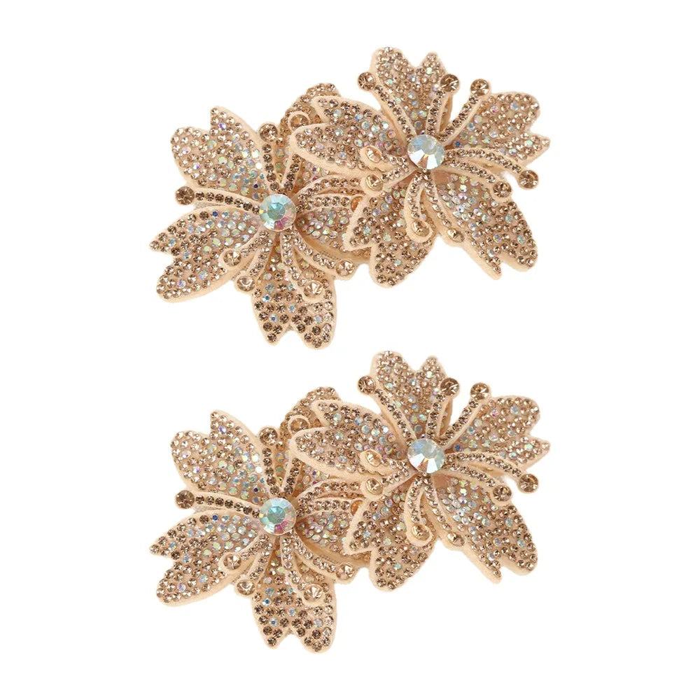 3D Rhinestone Rose Patch Pair | Sparkling DIY Fabric Appliqué