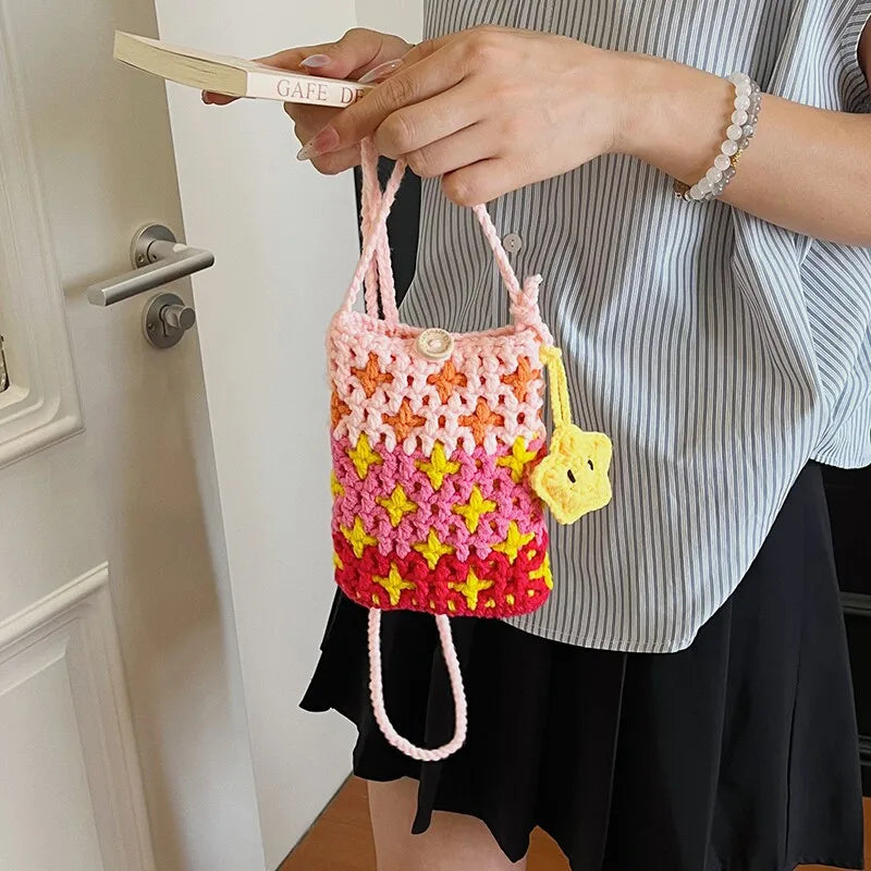Handmade Knitted Star Mini Crossbody Bag for Women | Nixie Knitted Crossbody Bag Nixie