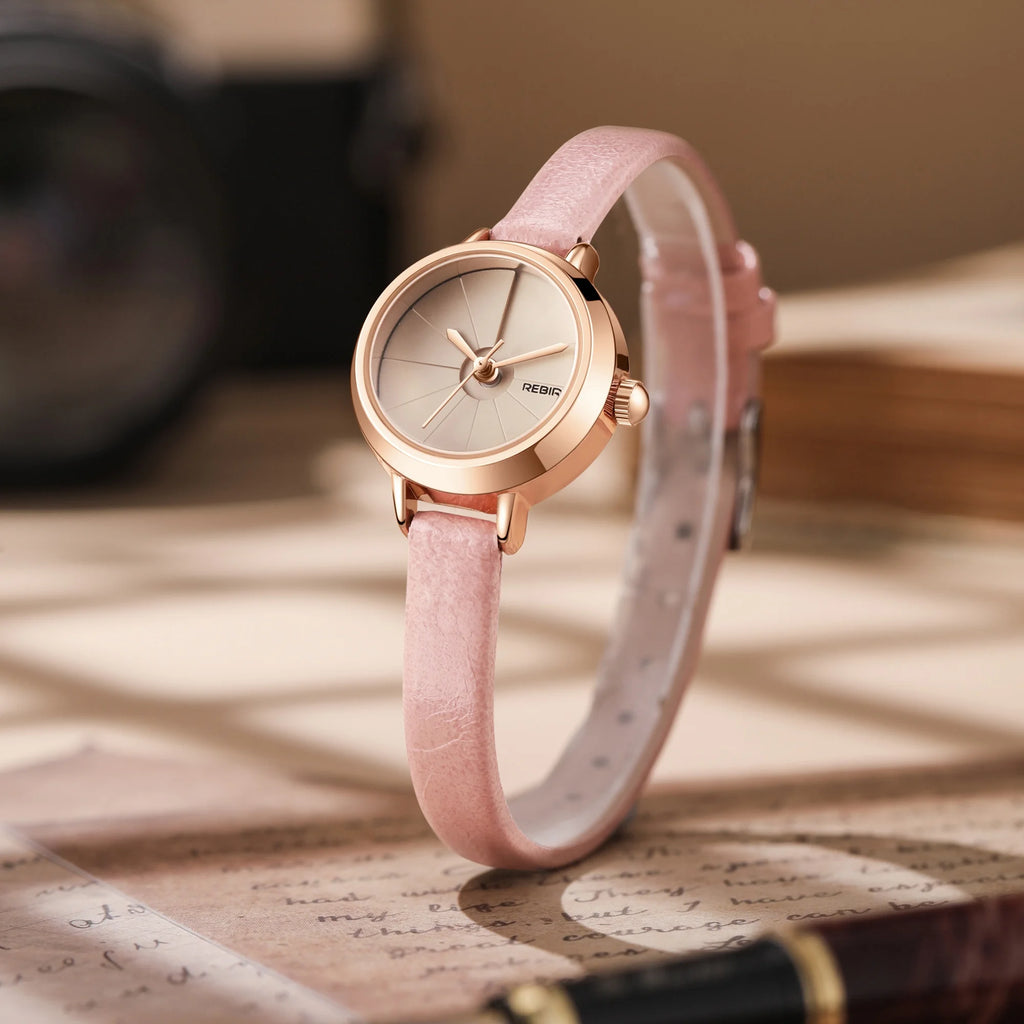 REBIRTH Retro Quartz Watch – Leather Band, Compact Daily Wear Quartz Wrist Watch Nixie