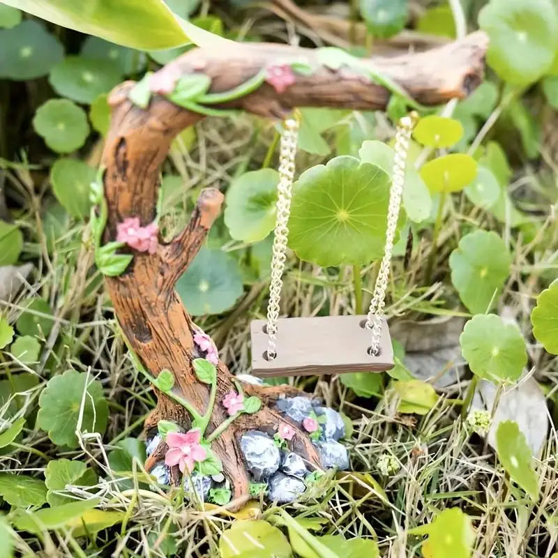 Miniature Fairy Garden Swing Resin Figurine – Micro Landscape Garden Figurine Nixie
