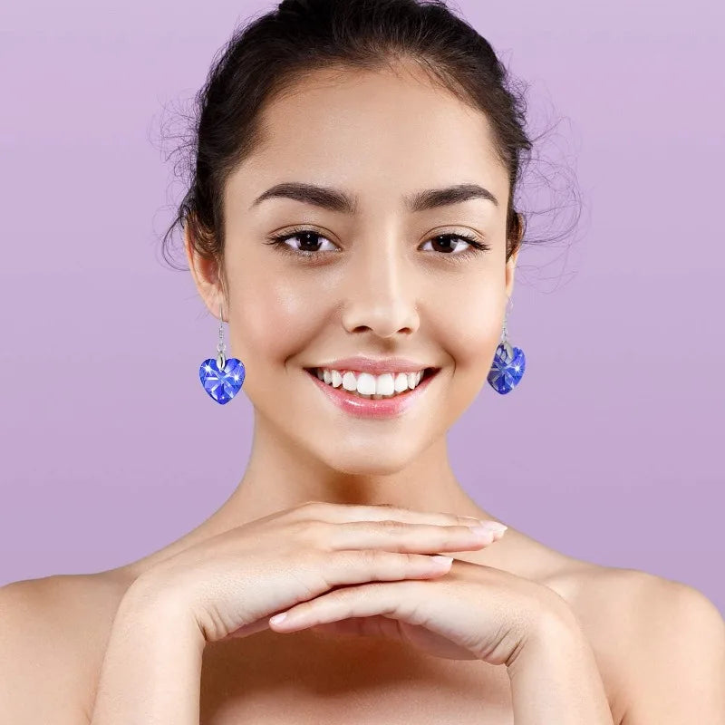 5 Pairs Crystal Heart Teardrop Dangle Earrings for Women Crystal Dangle Earrings Nixie