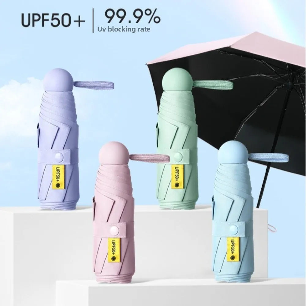 Mini Capsule Folding Umbrella UPF50+ UV & Rain Protection Folding Travel Umbrella Nixie
