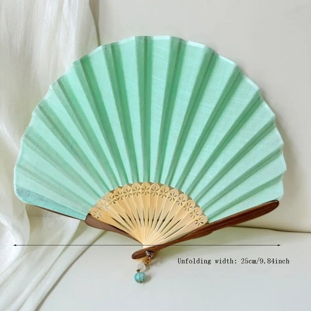 Retro Bamboo Folding Hand Fan – Green Shell Shape | Nixie