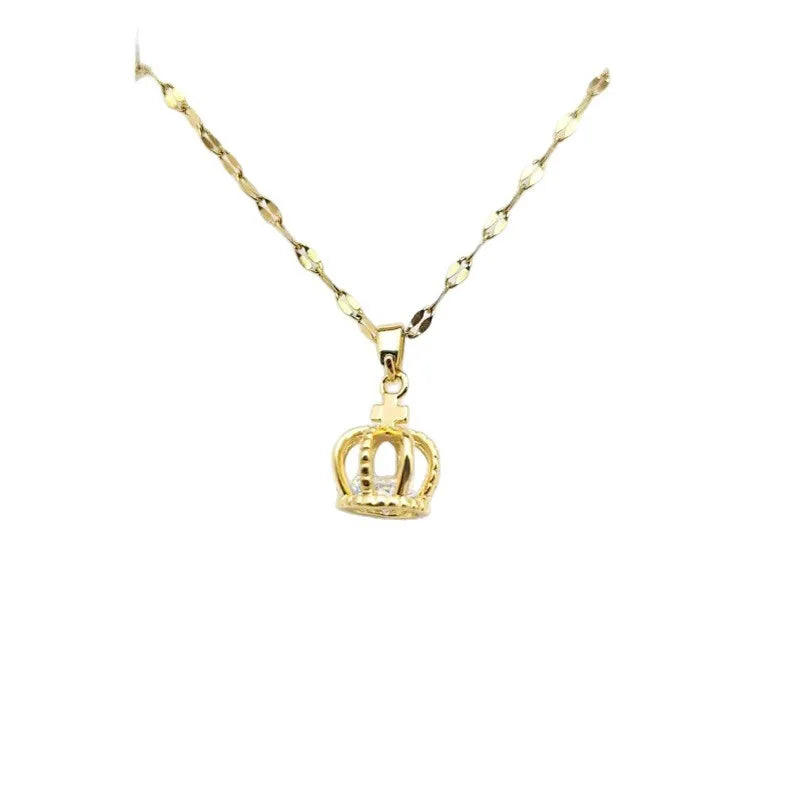 Hollow Crown Pendant Necklace – Gold Stainless Steel for Women Pendant Necklace Nixie