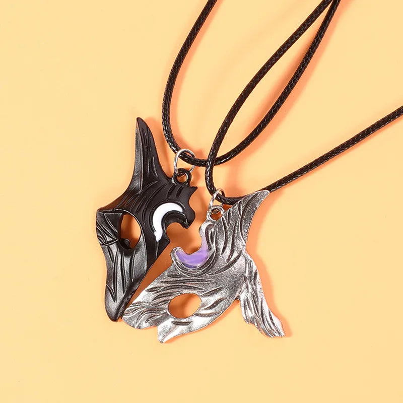 2PCS Silver Sheep & Wolf Couple Pendant Necklace Set Pendant Necklace Set Nixie 2 Pack