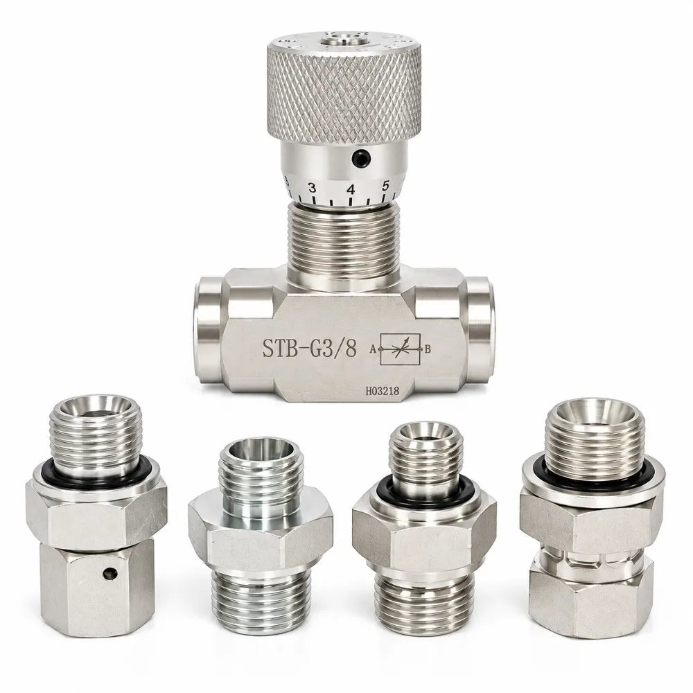 5pcs G3/8 Hydraulic Flow Control Valve L08 Alloy Steel Restrictor Hydraulic Control Valve Nixie