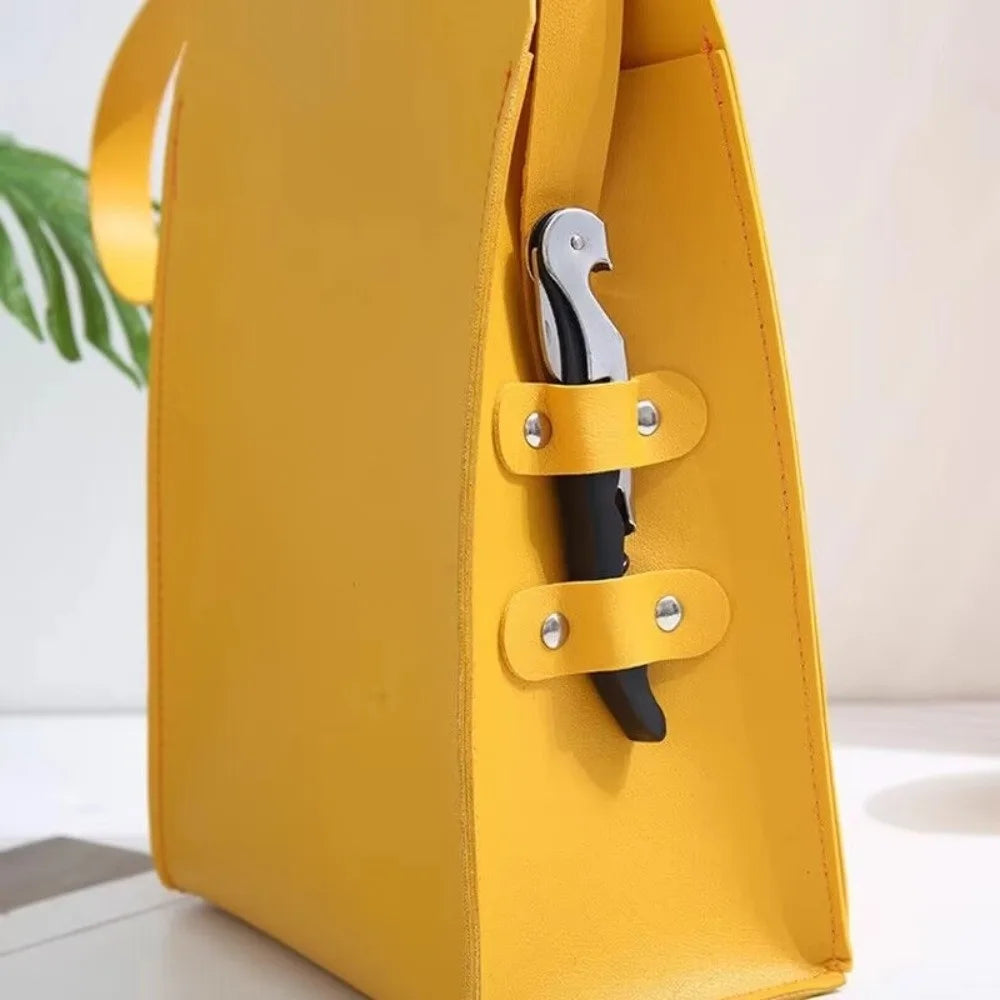 Luxury PU Leather Wine Bag – 2-Bottle Portable Gift Carrier Wine Bottle Bag Nixie