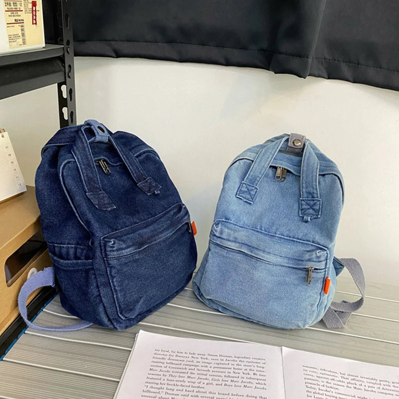 Vintage Denim Mini Backpack – Lightweight Unisex Rucksack Denim Mini Backpack Nixie