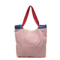 Striped Canvas Tote Bag – Large Color-Block Shoulder Bag