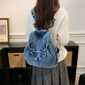 Women's Denim Backpack Large Capacity Retro Travel Bag