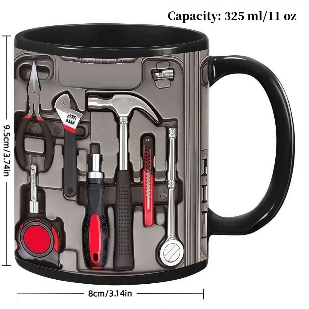 Mechanic Wrench Ceramic Coffee Mug 11oz | Tool Pattern Gift Novelty Coffee Mug Nixie