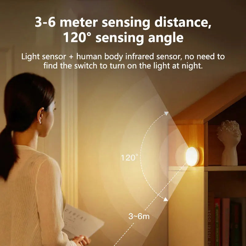 LED Motion Sensor Night Light – Rechargeable Wireless Lamp