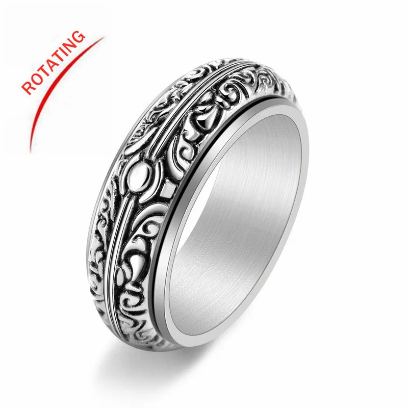 Stainless Steel Spinner Fidget Ring – Punk Skull Star Unisex Spinner Fidget Ring Nixie