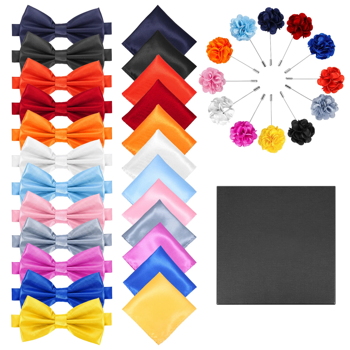 Men's 36-Piece Bow Tie Pocket Square & Boutonniere Set