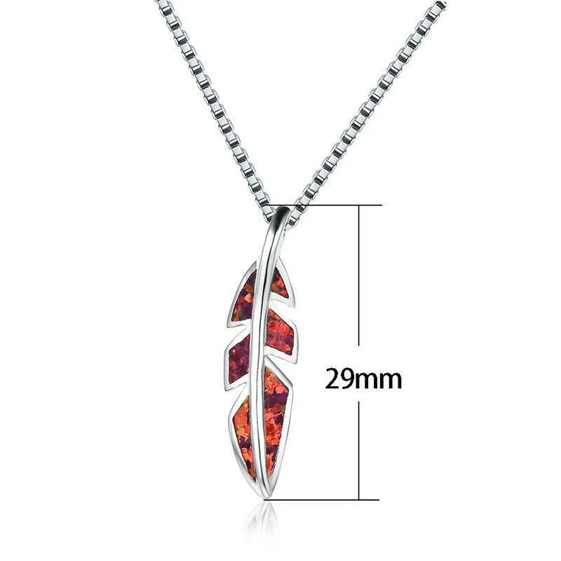 Red Feather Pendant Necklace – Mood Tracker Jewelry for Women Pendant Necklace Nixie