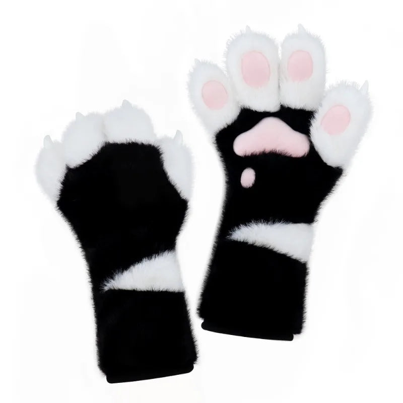 Halloween Fur Animal Claw Gloves – Plush Cosplay Paw Gloves Costume Claw Gloves Nixie