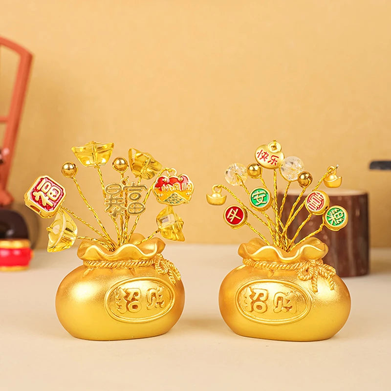 Feng Shui Money Tree Lucky Fortune Miniature Resin Ornament Decorative Figurine Nixie