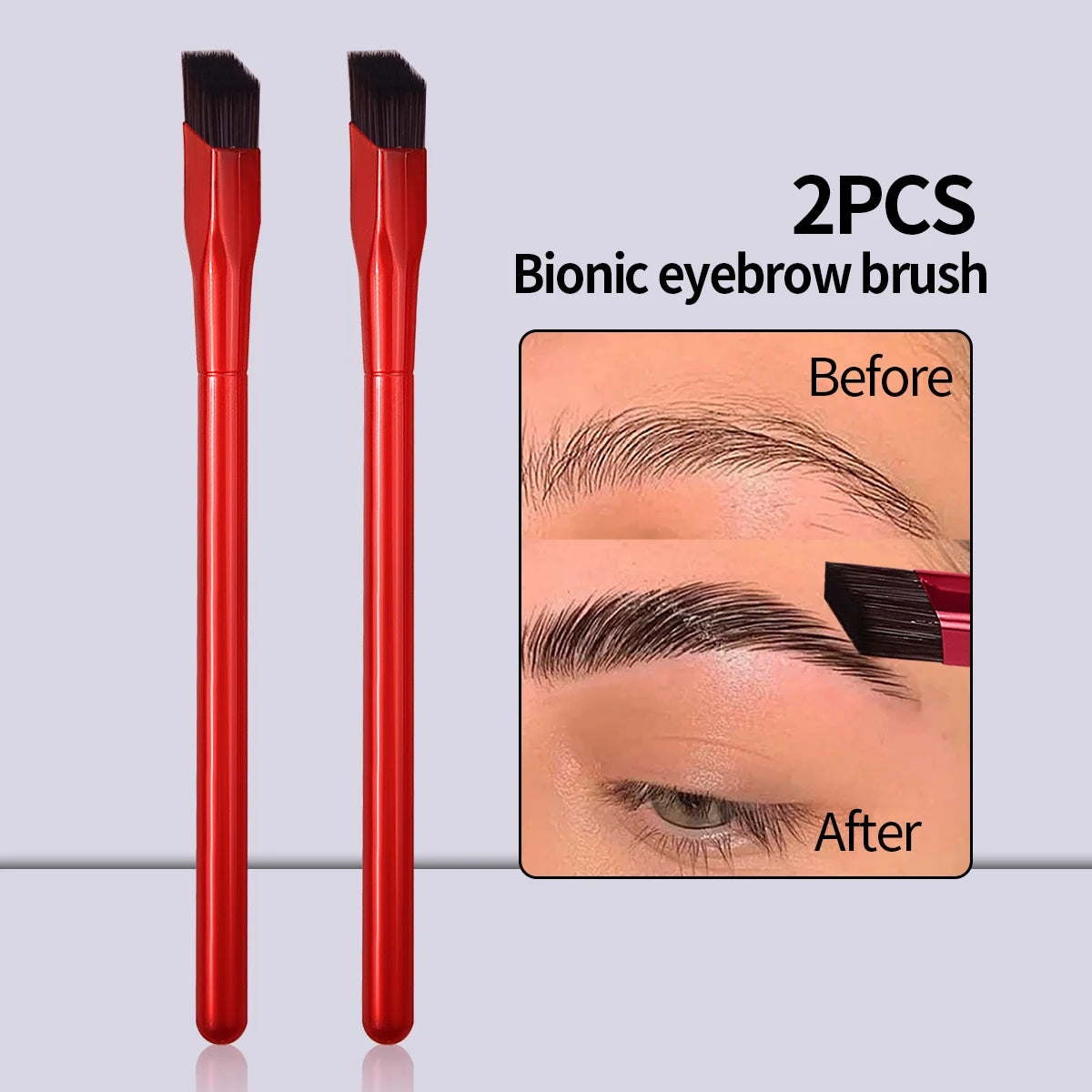 Bionic Fiber Angled Eyebrow Brush Set – Precise Brow Shaping Eyebrow Makeup Brush Nixie Red