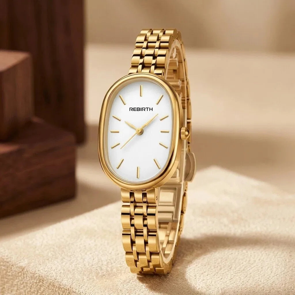 REBIRTH Retro Oval Roman Numeral Women's Quartz Watch Women's Quartz Watch Nixie