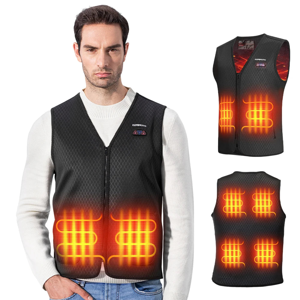 Nixie Unisex USB Heated Vest – 6-Zone Winter Warmth Vest Heated Vest Nixie Black-Men XXL