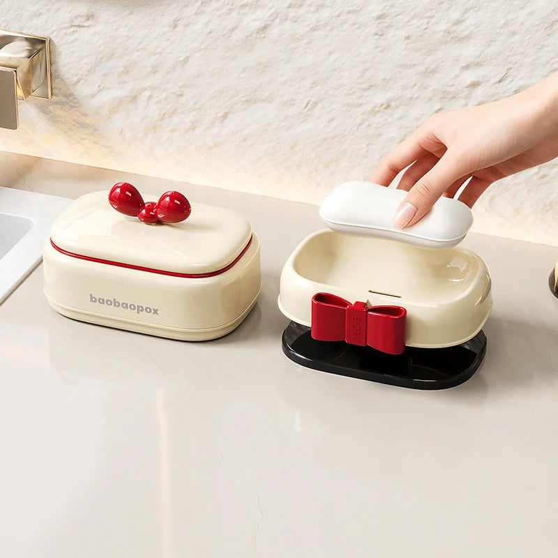 Leakproof Travel Soap Dish with Lid & Draining Layer