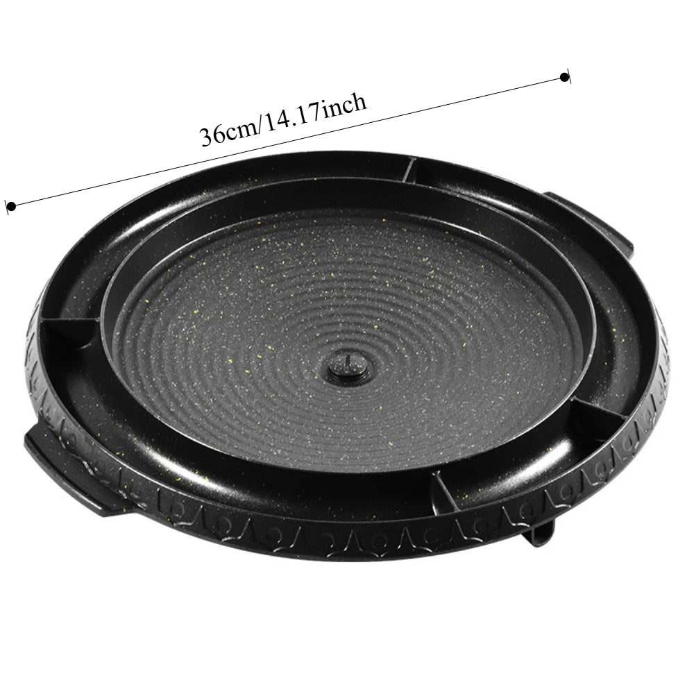 KOSUN Round Nonstick Smokeless Grill Pan – Indoor & Outdoor BBQ Nonstick Grill Pan Nixie