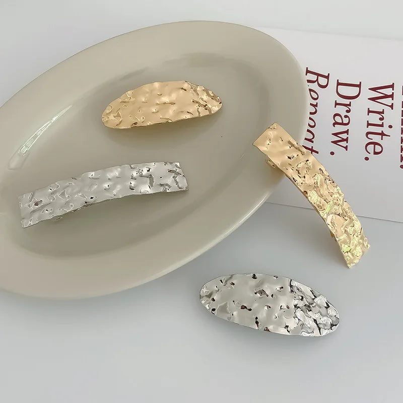 Metal Geometric Spring Hair Clip – Gold & Silver Plated Hair Clip Nixie