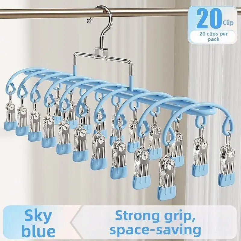 20-Clip Stainless Steel Windproof Clothes Drying Rack Hanger Clothes Drying Rack Nixie C