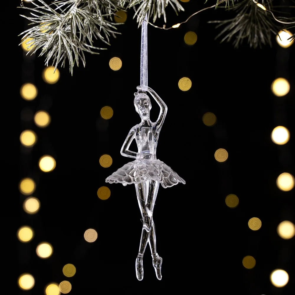 Acrylic Christmas Tree Pendants – Clear Elk, Crown & Wreath Christmas Ornament Nixie Style 8