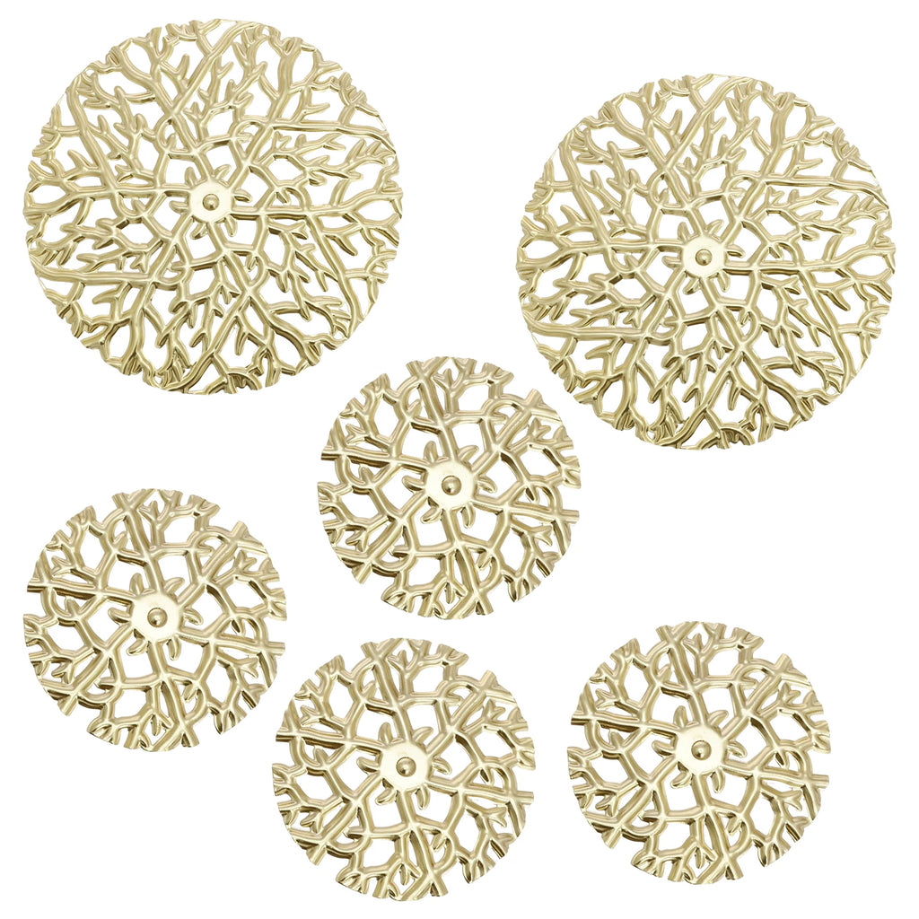 6-Piece Gold Metal Hollow Branch Wall Sculptures Set
