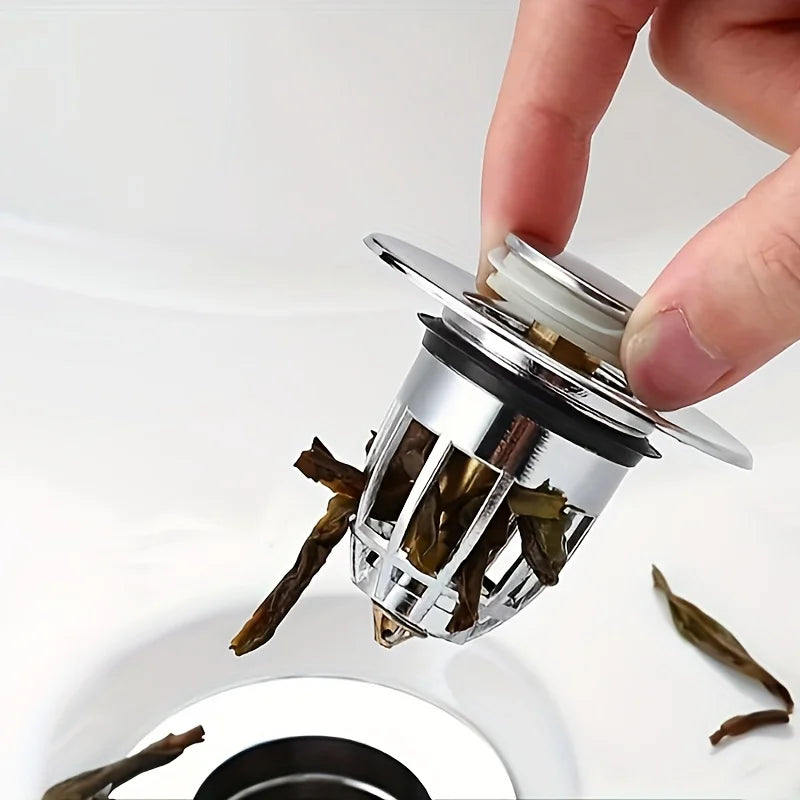 Pop-Up Sink Drain Stopper with Hair Catcher Filter Sink Drain Stopper Nixie Gold