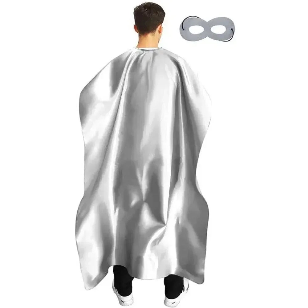 Adult Superhero Cape & Eye Mask – Halloween Costume Cloak Halloween Costume Cape Nixie Silver One Size