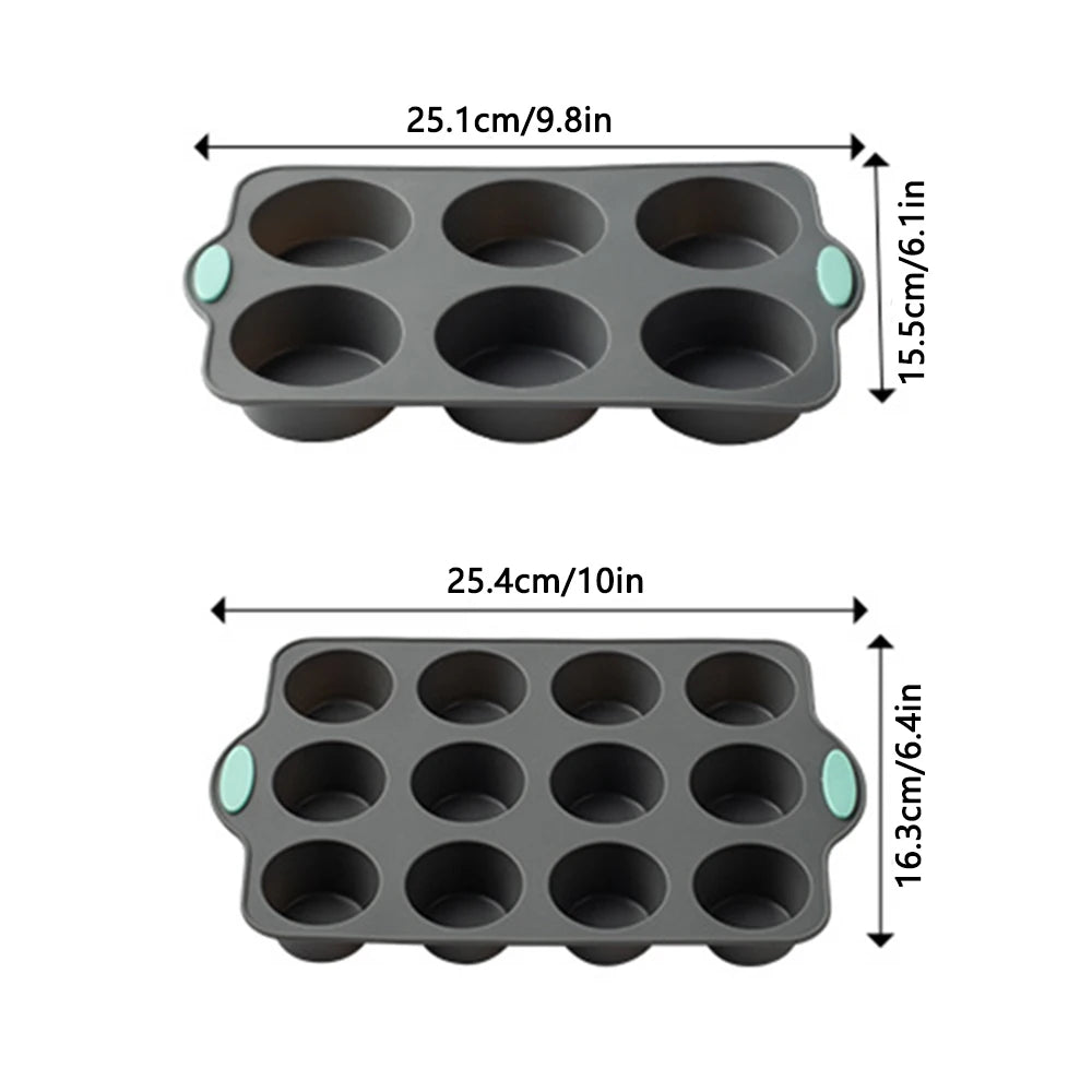 Silicone Muffin Pan 6 & 12-Cavity Non-Stick Cupcake Baking Mold Silicone Baking Pan Nixie