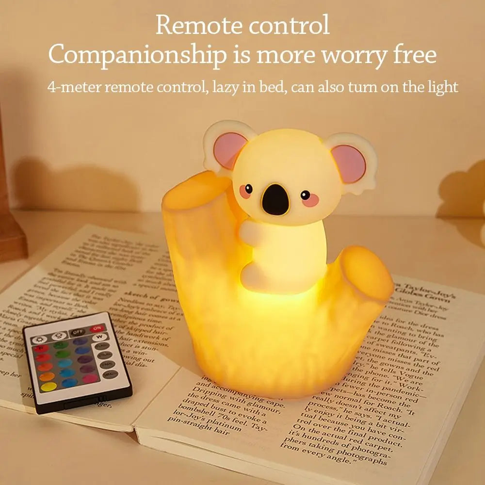 Koala Silicone LED Night Light USB Rechargeable 7-Color Tap LED Night Light Nixie