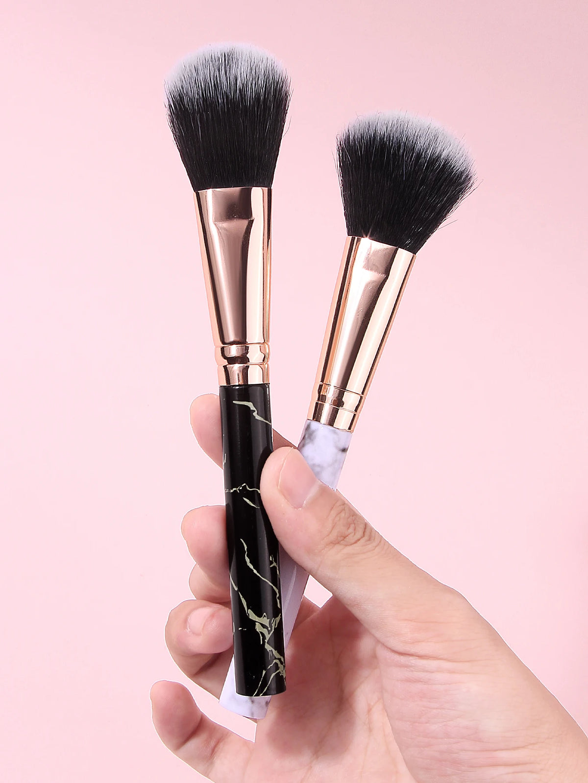 2Pcs Marble Handle Blush Brushes – Soft Fluffy Face Makeup Makeup Brush Set Nixie