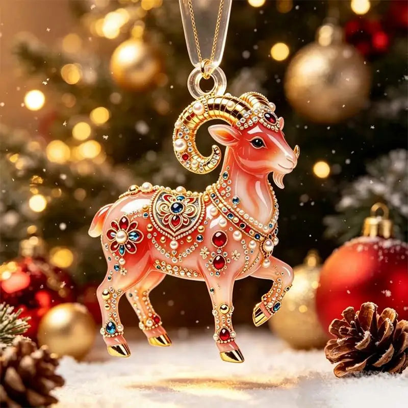 Christmas Acrylic Sheep Ornament – Cute Lamb Pendant for Tree Christmas Ornament Nixie A4