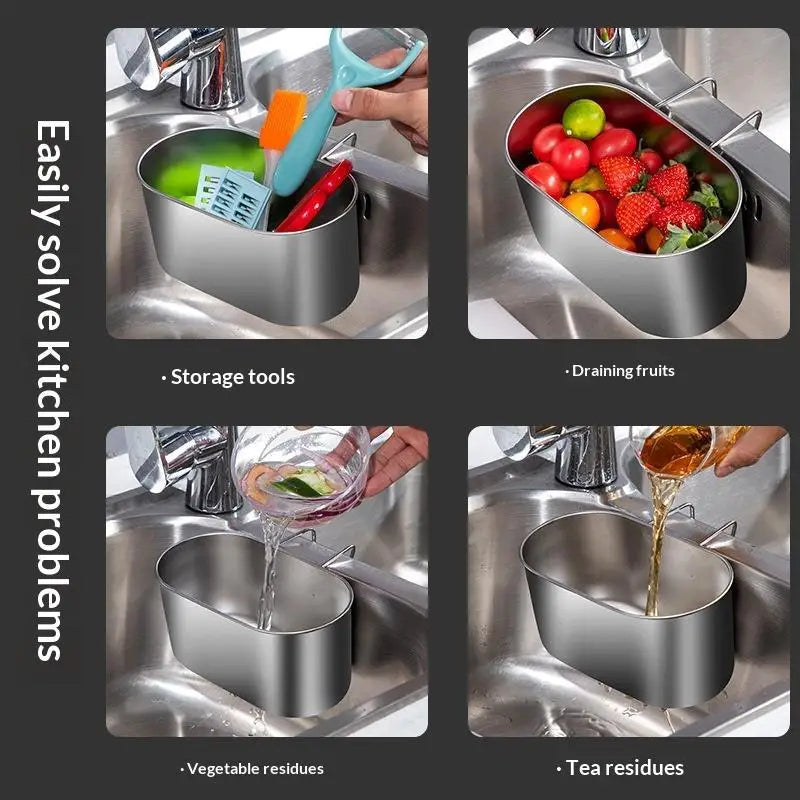 SUS304 Stainless Steel Sink Drain Basket – Dual Mount Kitchen Rack Sink Drain Basket Nixie A1