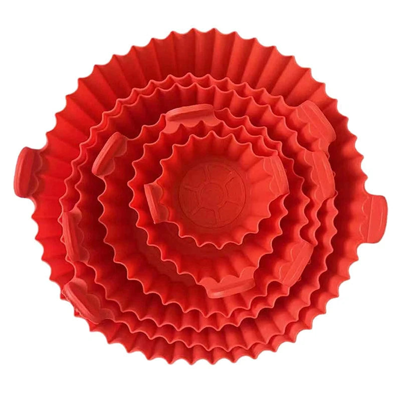 6-Piece Air Fryer Silicone Basket Liner – Reusable Baking Tray Silicone Air Fryer Liner Nixie Red