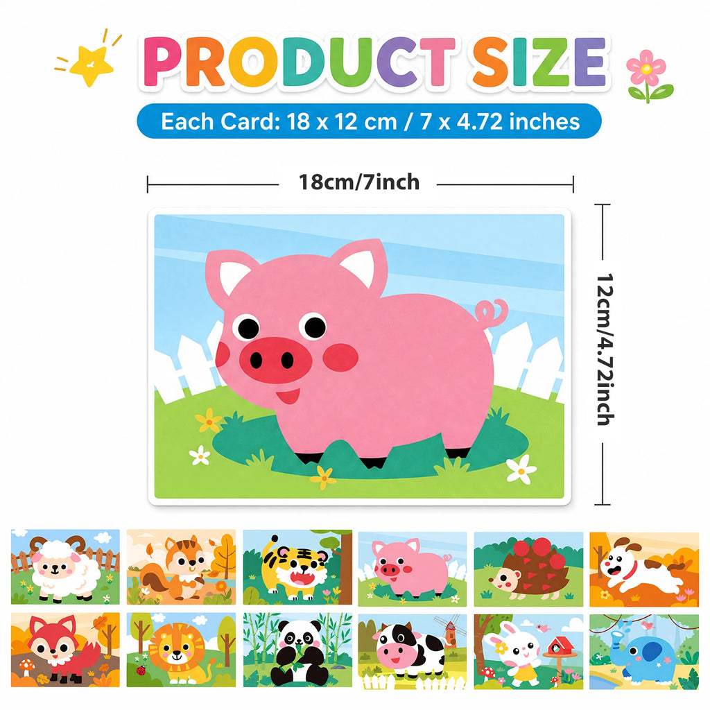 12Pcs 3D EVA Sticker DIY Cartoon Animal Puzzle Toy for Kids Kids Craft Sticker Set Nixie