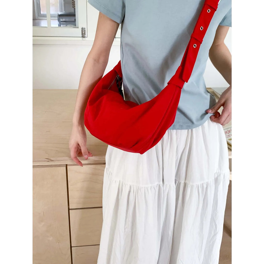 Women's Large Capacity Canvas Crossbody Shoulder Bag – Red