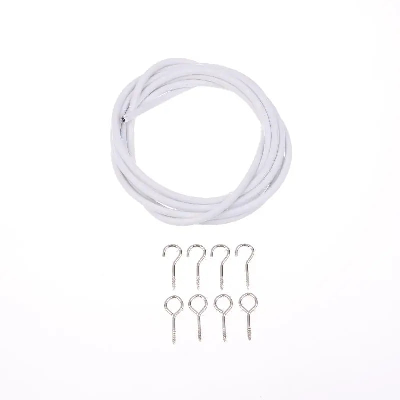 White PVC Steel Curtain Spring Wire with Hooks – 2/3/5/6m Curtain Wire Set Nixie 2 Meters Set